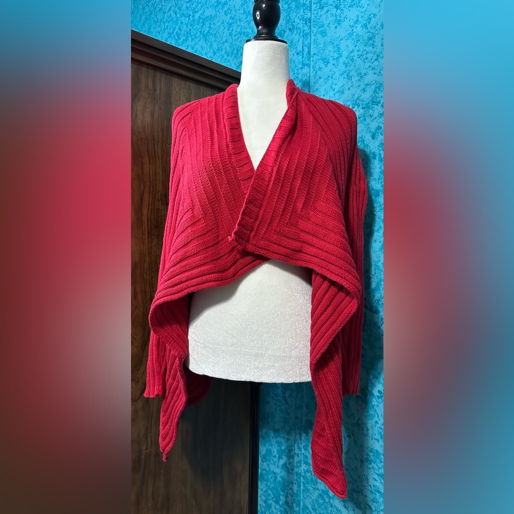 Pure Handknit Open Front Red Cardigan